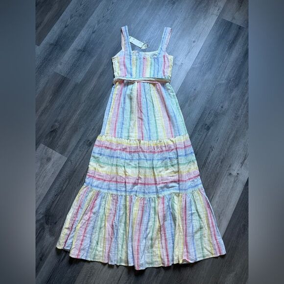 Urban Outfitters San Katy Slub Stripe Maxi Dress NEW Rainbow - Picture 8 of 12